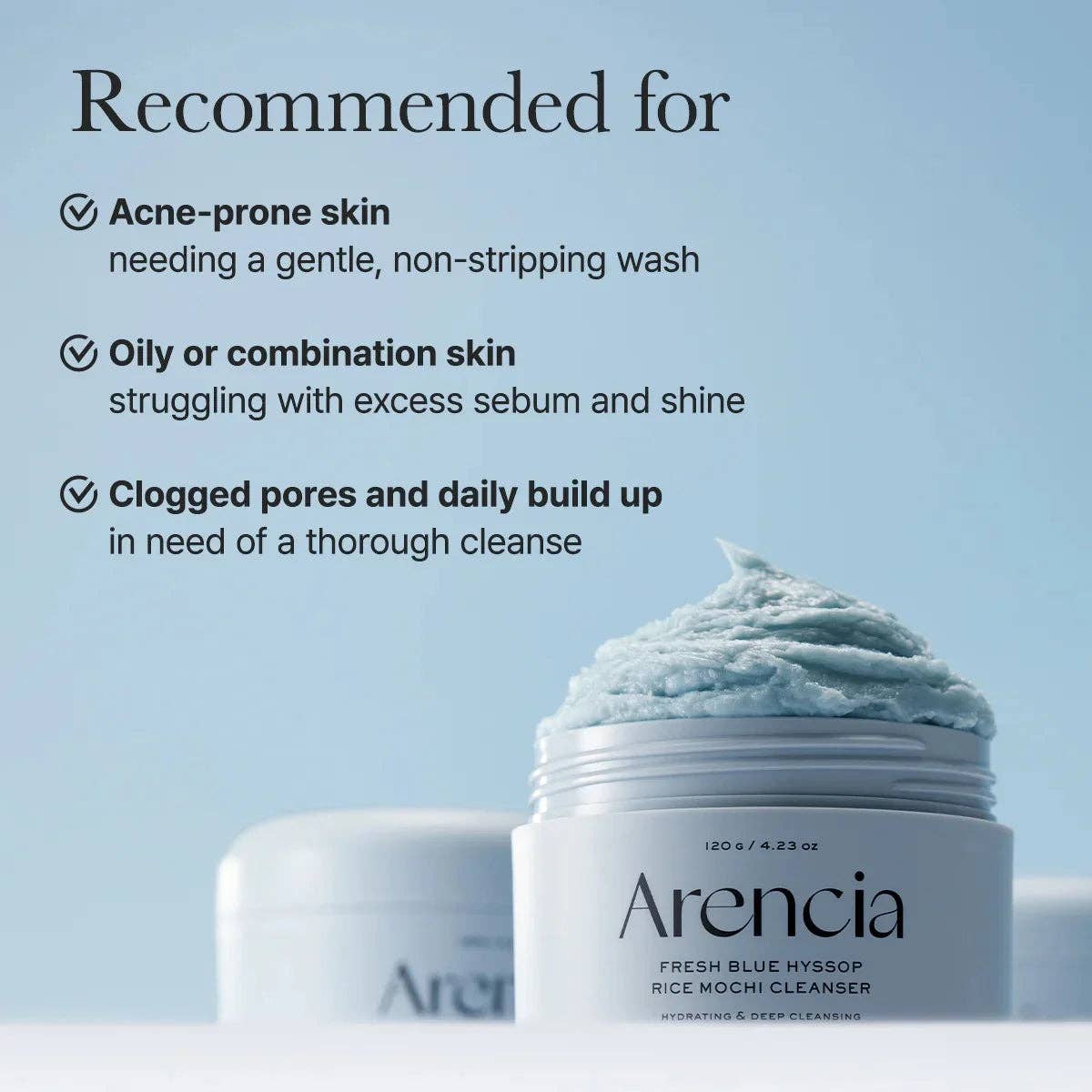 ARENCIA Nettoyant mochi de riz à l’hysope bleue fraîche