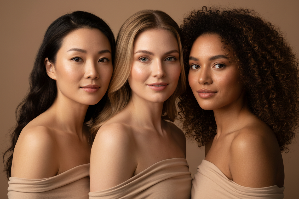 Trois femmes avec une peau radieuse naturelle